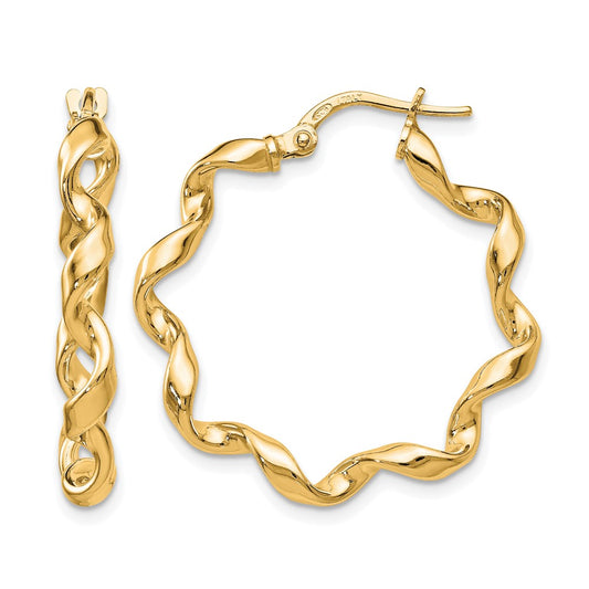 Sterling Silver Gold Tone Polished Twisted Hoop Earrings