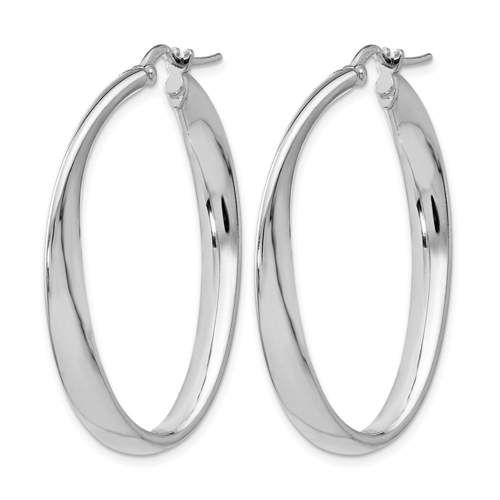 Sterling Silver Polished Twisted Oval Hoop Earrings
