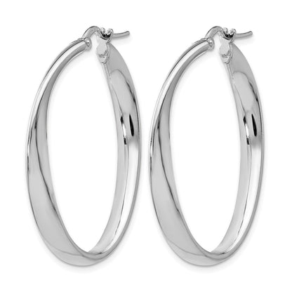 Sterling Silver Polished Twisted Oval Hoop Earrings