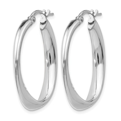 Sterling Silver Polished Twisted Oval Hoop Earrings