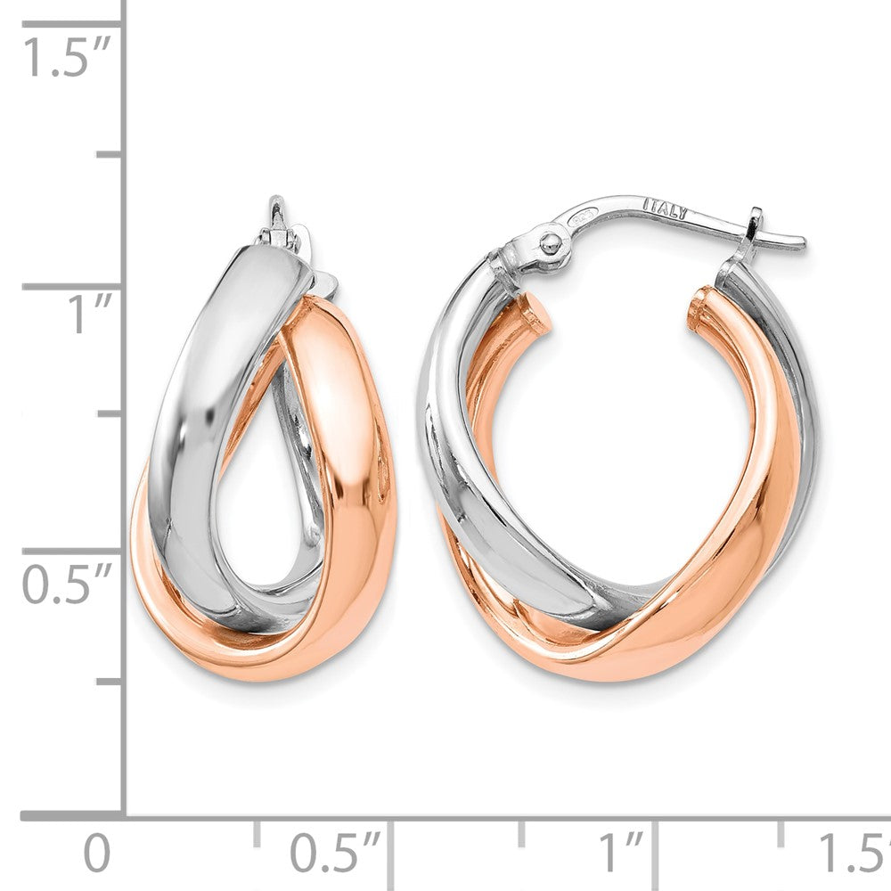 Ss/Gold Plated Sterling Silver Rose Gold-Plated Double Hoop Earrings