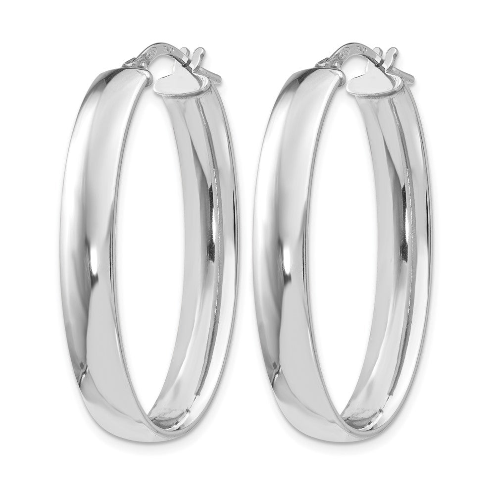 Sterling Silver Polished Oval Hinged Hoop Earrings
