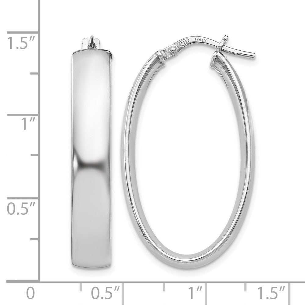 Sterling Silver Polished Oval Hinged Hoop Earrings