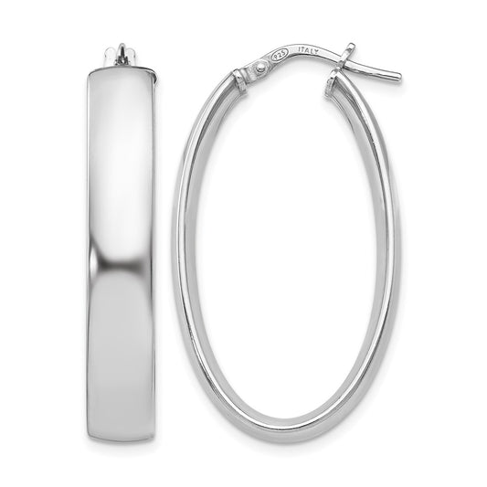 Sterling Silver Polished Oval Hinged Hoop Earrings