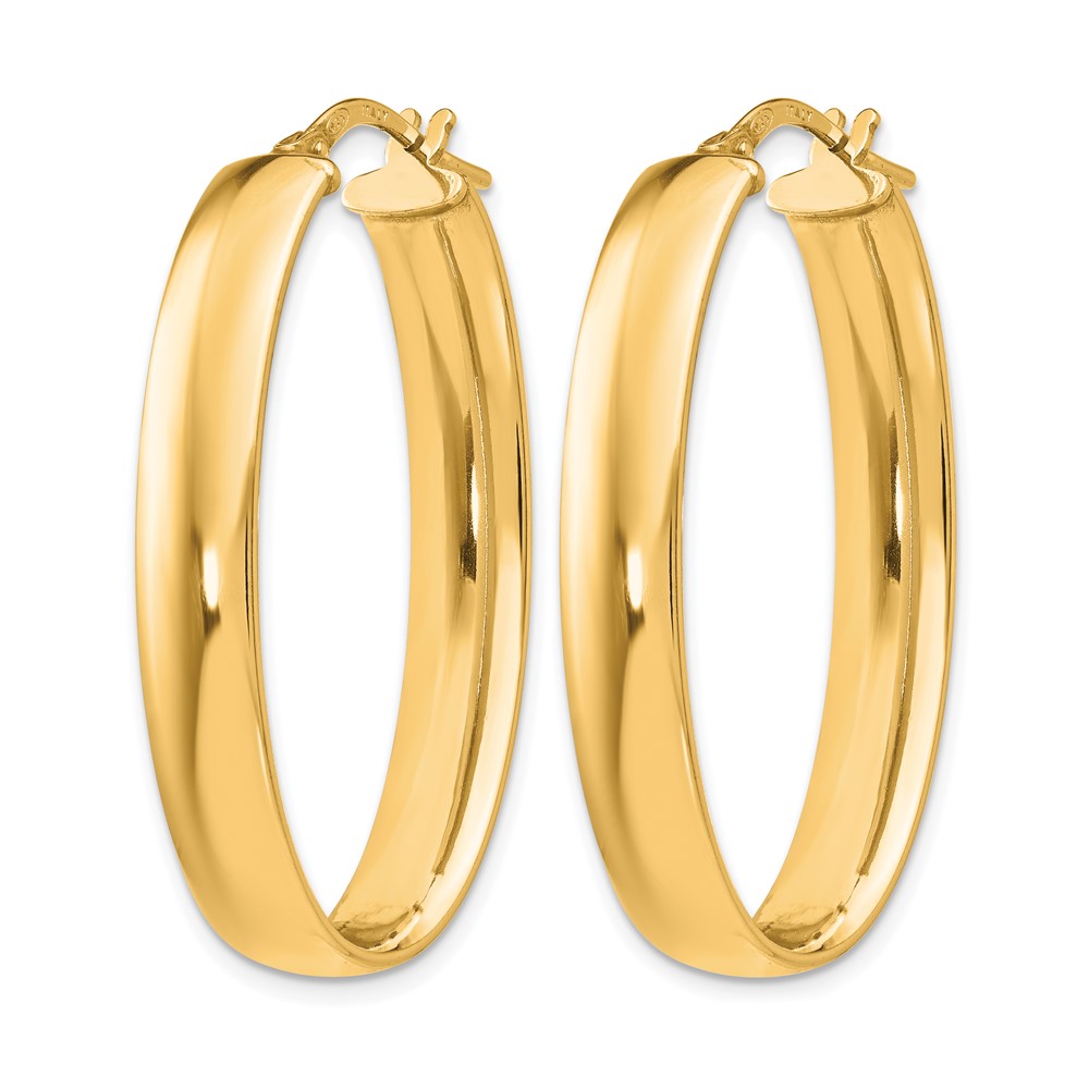 Sterling Silver Gold Tone Polished Oval Hinged Hoop Earrings