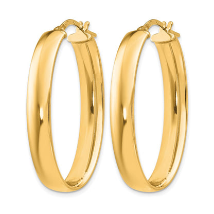 Sterling Silver Gold Tone Polished Oval Hinged Hoop Earrings