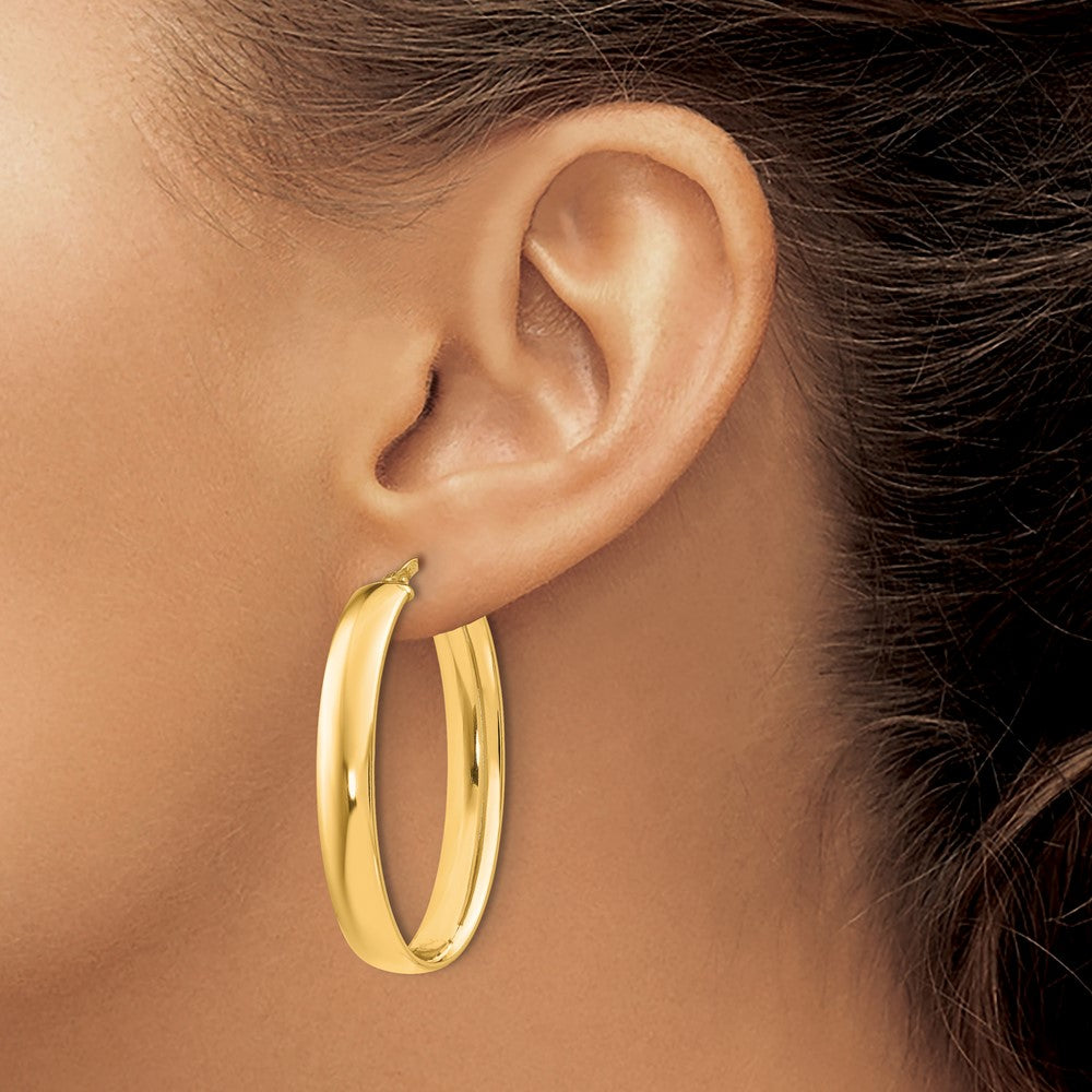 Sterling Silver Gold Tone Polished Oval Hinged Hoop Earrings