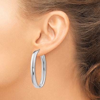 Sterling Silver Polished Oval Hinged Hoop Earrings