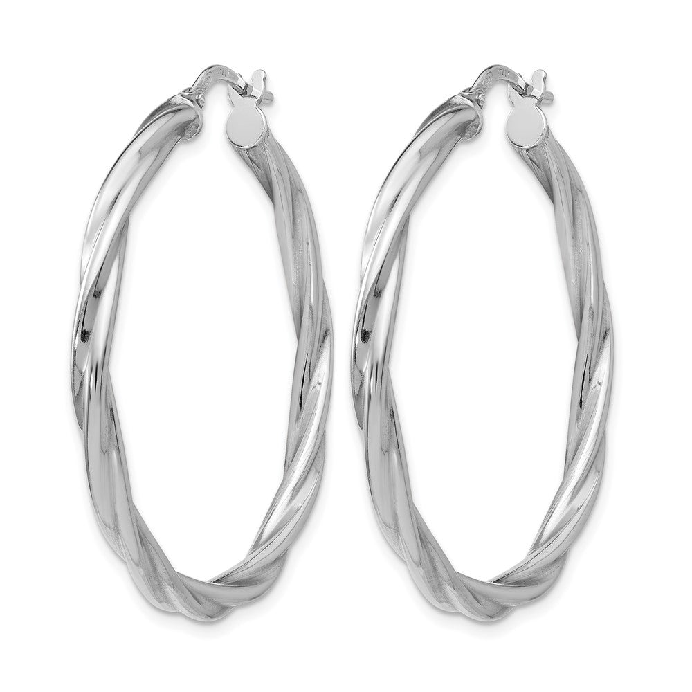 Sterling Silver Polished Twisted Hinged Hoop Earrings