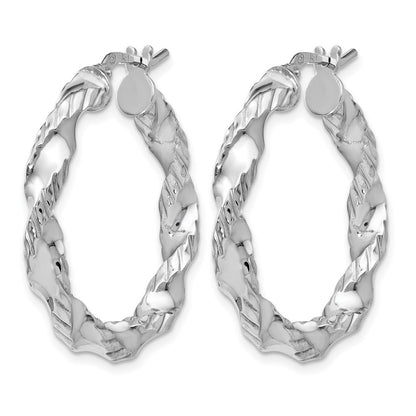 Sterling Silver Polished Twisted Hinged Hoop Earrings