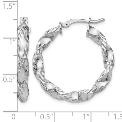Sterling Silver Polished Twisted Hinged Hoop Earrings