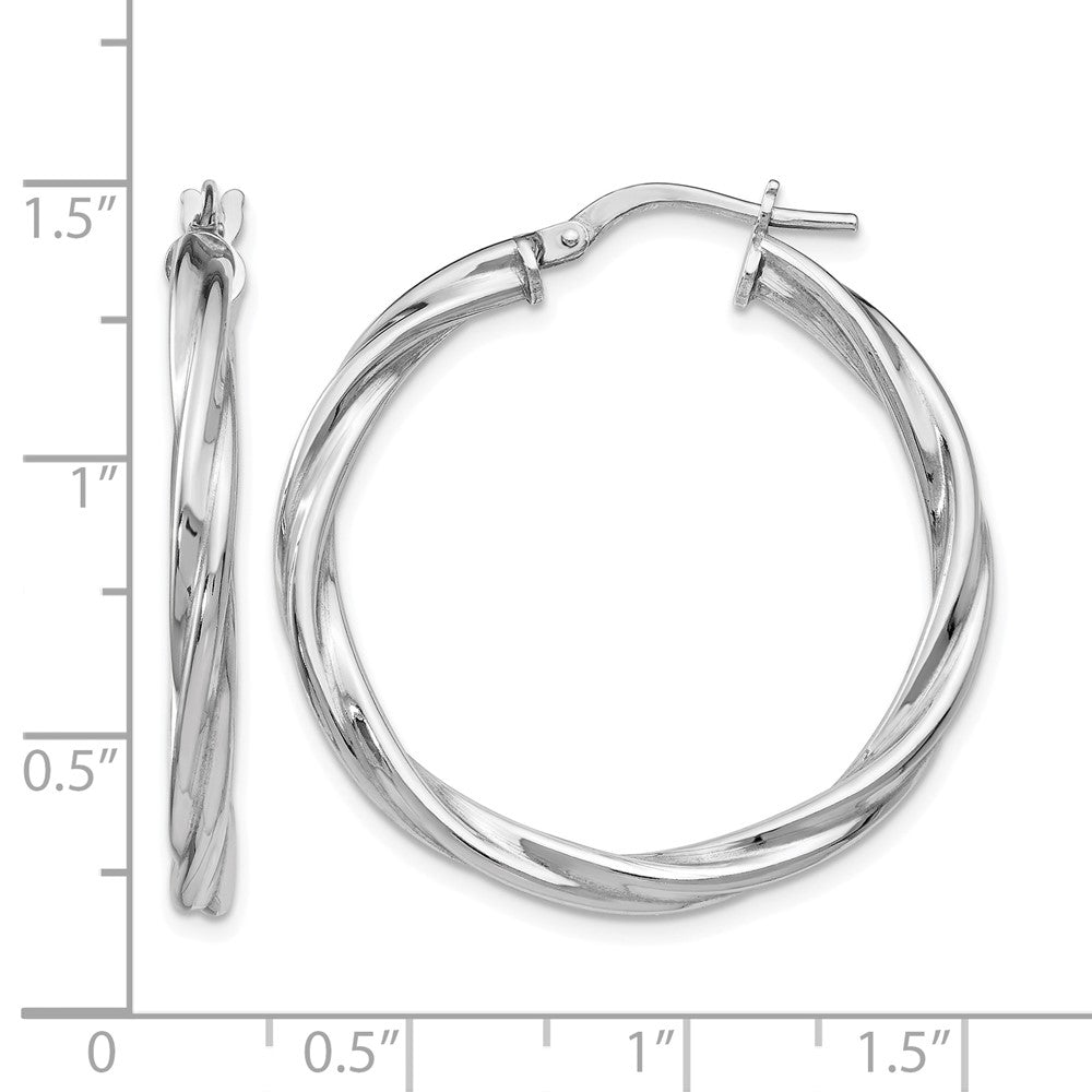 Sterling Silver Polished Twisted Hinged Hoop Earrings