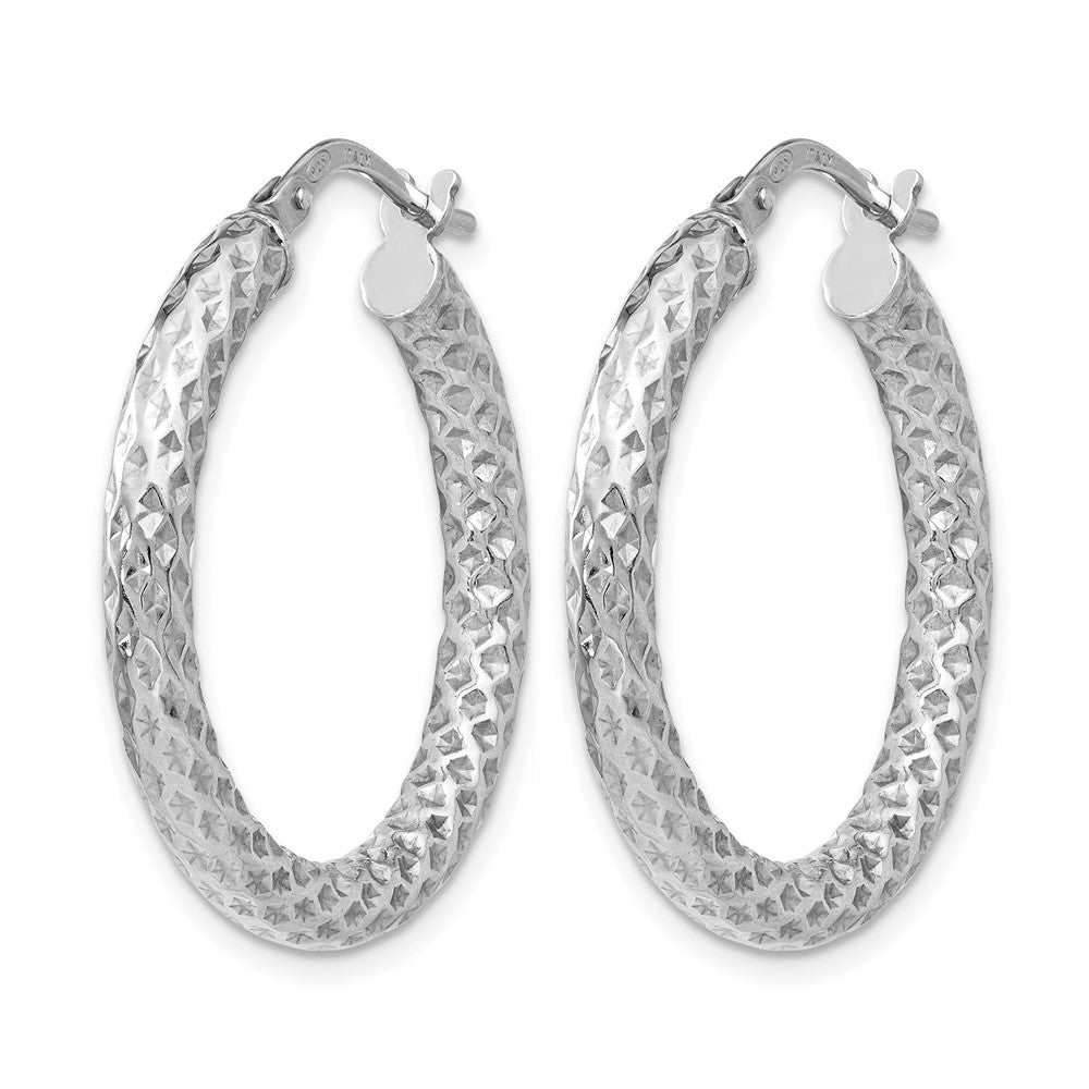 Sterling Silver Polished & Textured Hinged Hoop Earrings