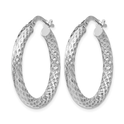 Sterling Silver Polished & Textured Hinged Hoop Earrings