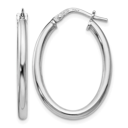 Sterling Silver Polished Oval Hinged Hoop Earrings
