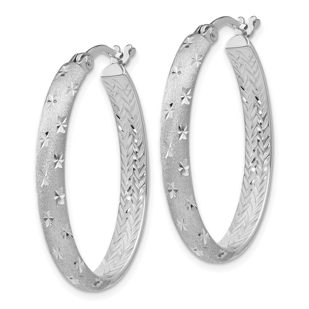 Sterling Silver Rhodium In/Out D/C Oval Earrings