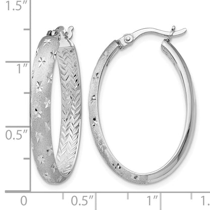 Sterling Silver Rhodium In/Out D/C Oval Earrings