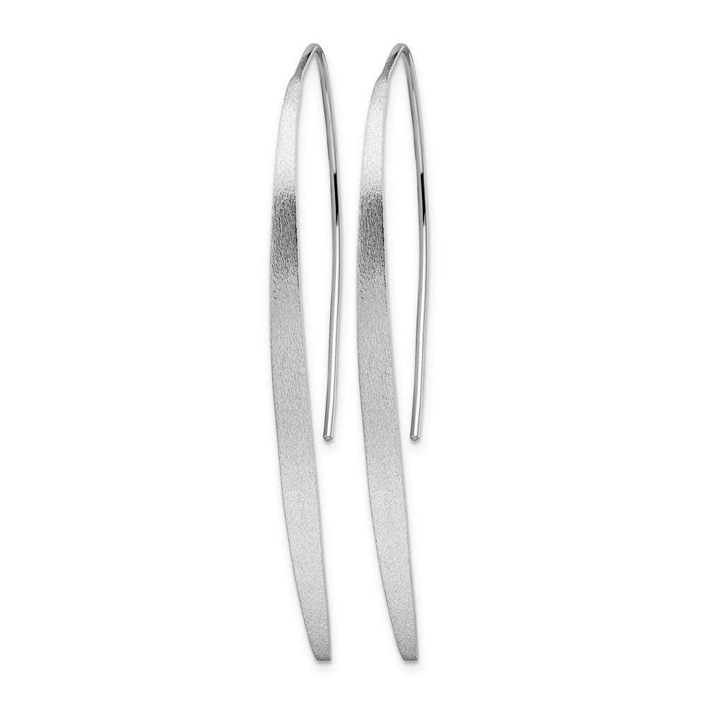 Sterling Silver Rhodium Plated Polished & Brushed Earrings
