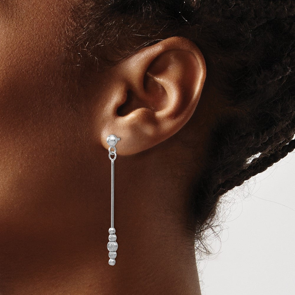 Sterling Silver Polished & D/C Post Dangle Earrings