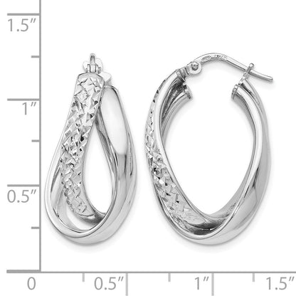 Sterling Silver Polished And Textured Fancy Hoop Earrings