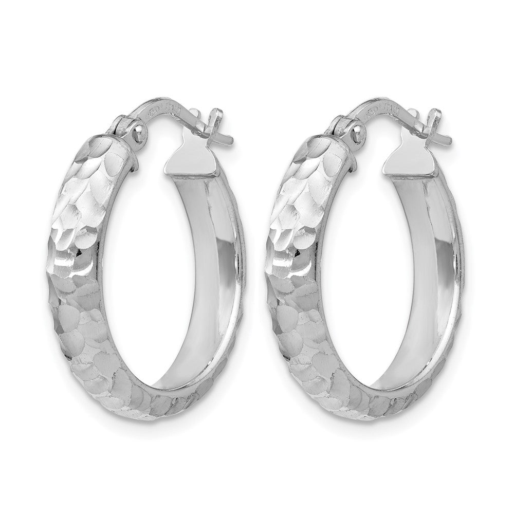 Sterling Silver Ss Radiant Essence Rhodium-Plated Hinged Hoop Earrings