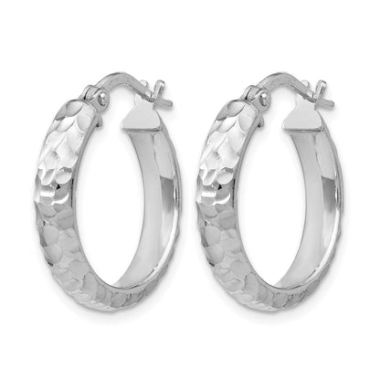 Sterling Silver Ss Radiant Essence Rhodium-Plated Hinged Hoop Earrings