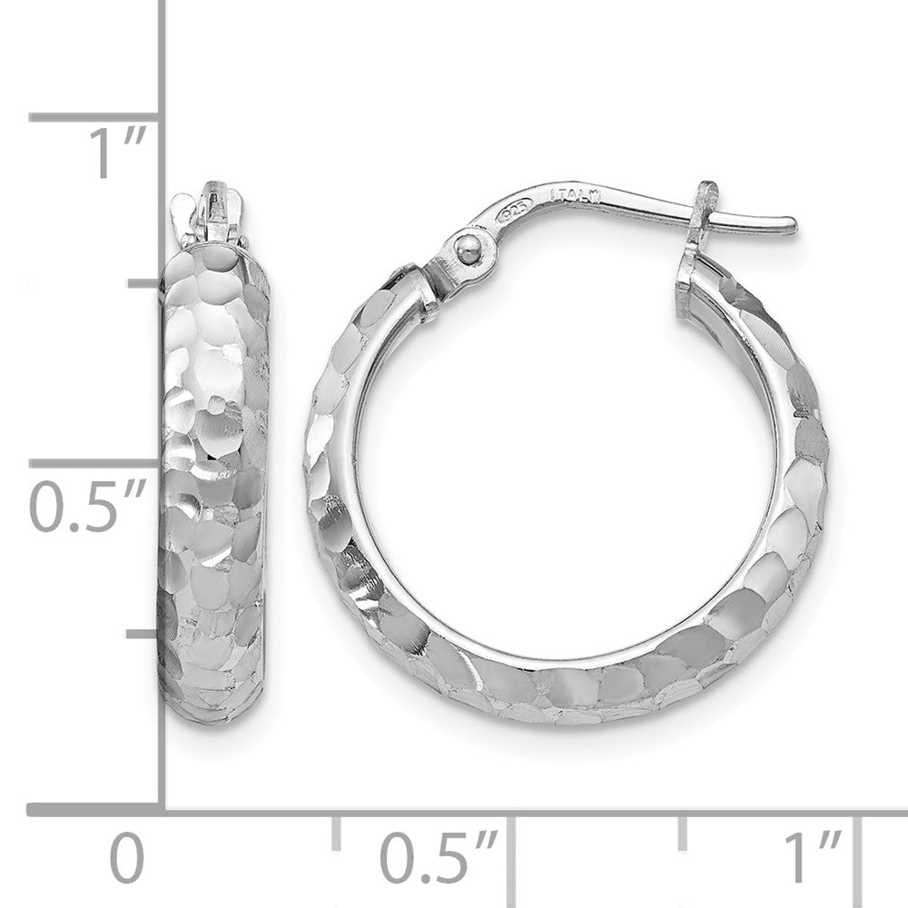 Sterling Silver Ss Radiant Essence Rhodium-Plated Hinged Hoop Earrings
