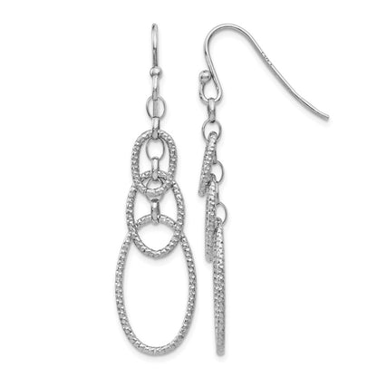 Sterling Silver Textured Dangle Shepherd Hook Earrings
