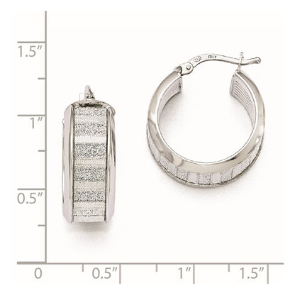 Sterling Silver Polished Glimmer Infused Hoop Earrings