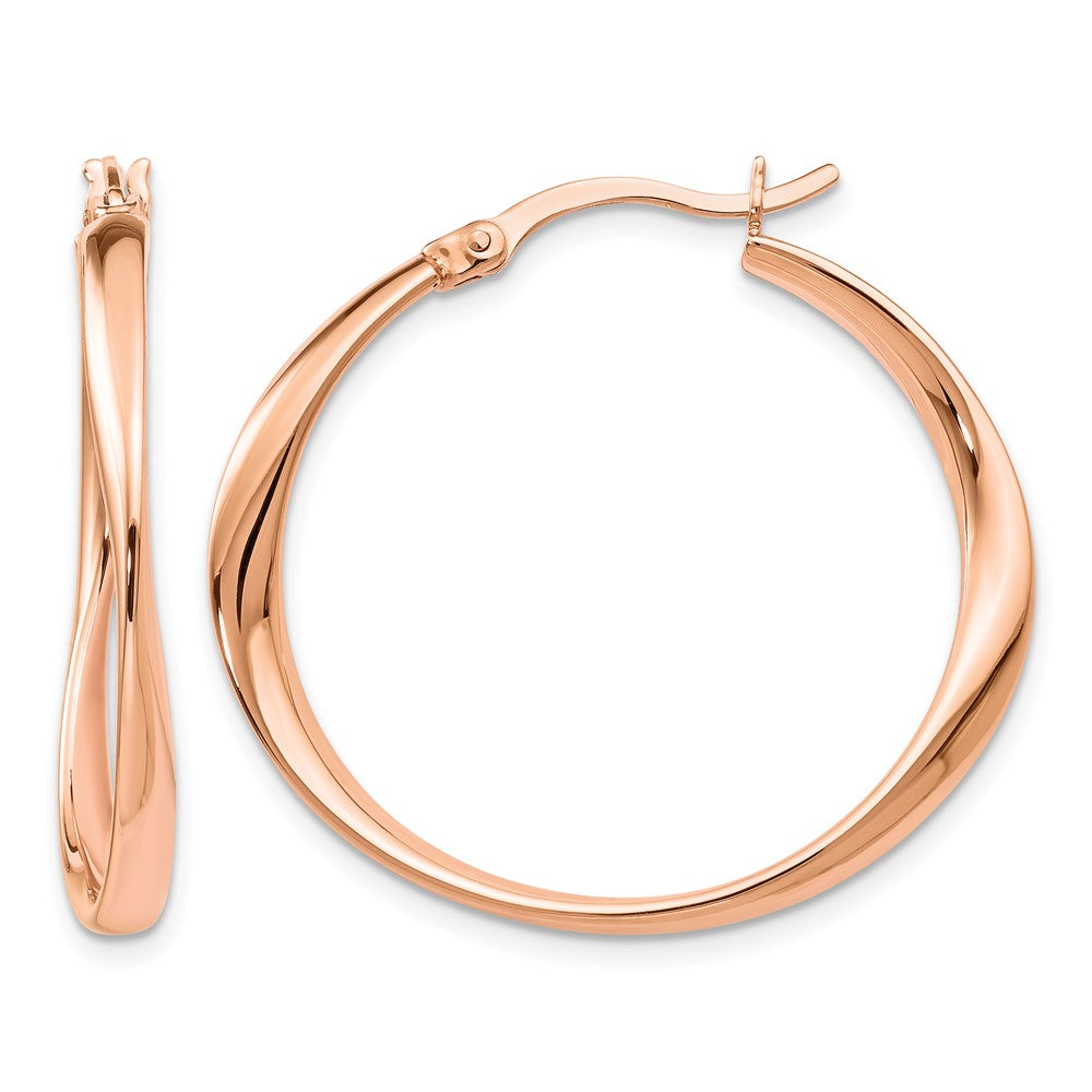 Ss/Rose Plated Sterling Silver Rose Gold-Plated Polished Hoop Earrings