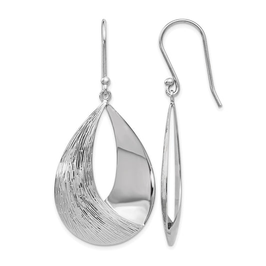 Sterling Silver Polished And Textured Dangle Earrings