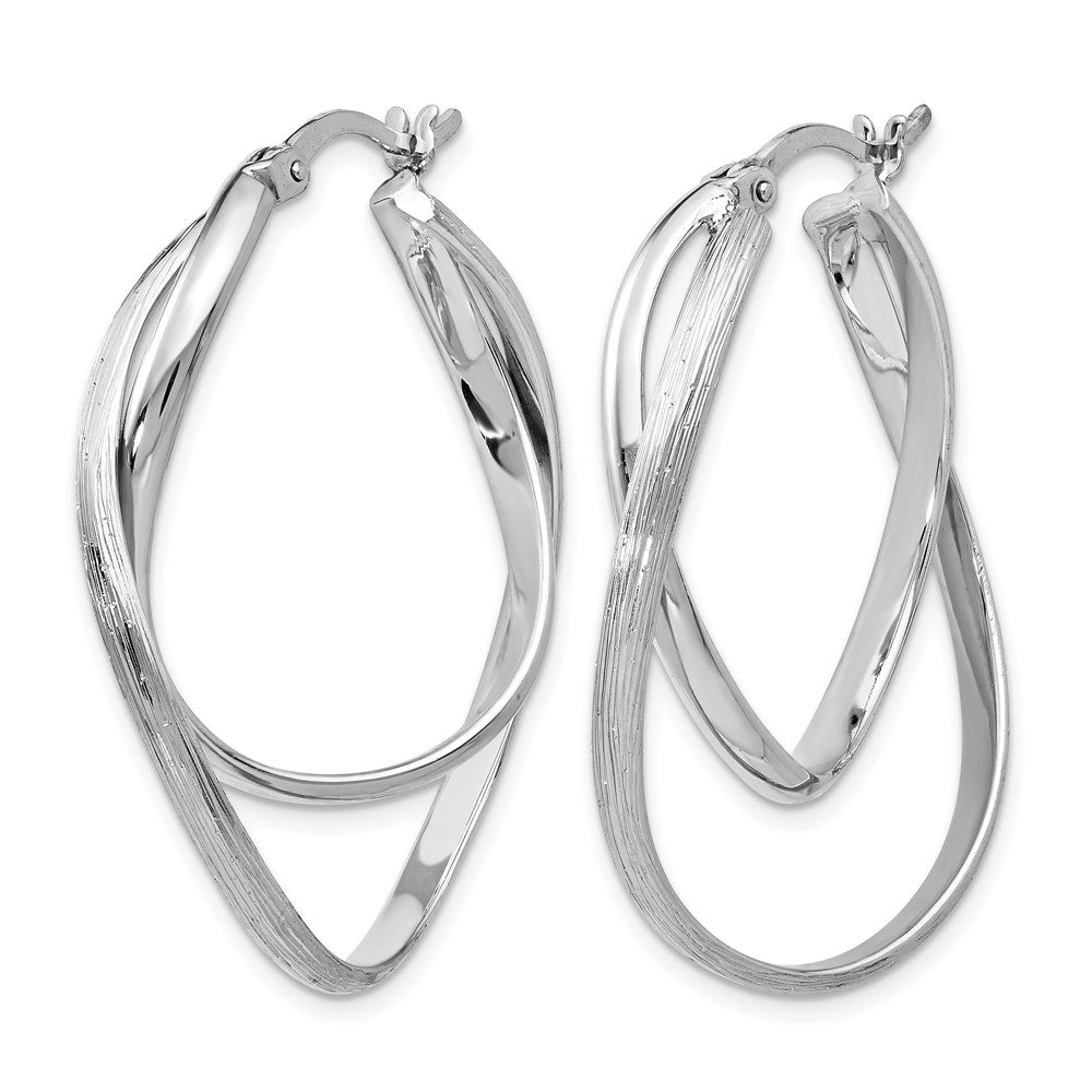 Sterling Silver Polished And Textured Hoop Earrings