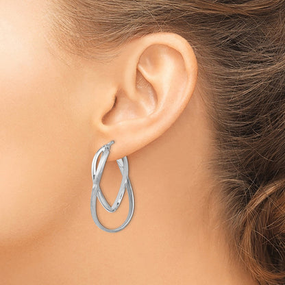 Sterling Silver Polished And Textured Hoop Earrings