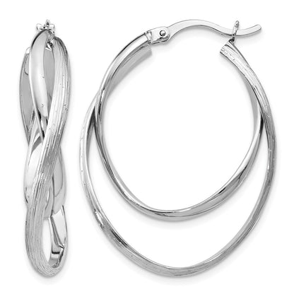 Sterling Silver Polished And Textured Hoop Earrings