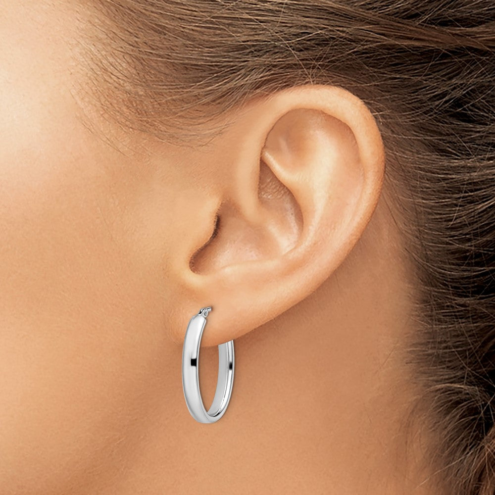 Sterling Silver Polished Oval Hoop Earrings