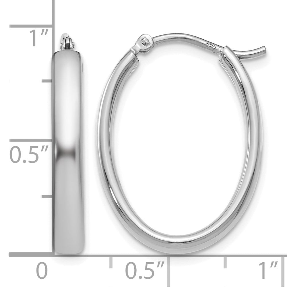 Sterling Silver Polished Oval Hoop Earrings