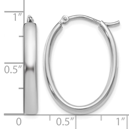Sterling Silver Polished Oval Hoop Earrings