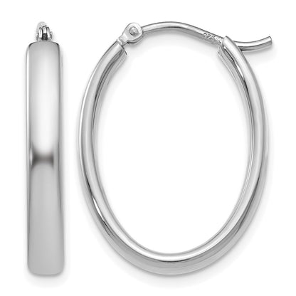 Sterling Silver Polished Oval Hoop Earrings