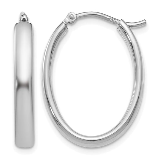 Sterling Silver Polished Oval Hoop Earrings