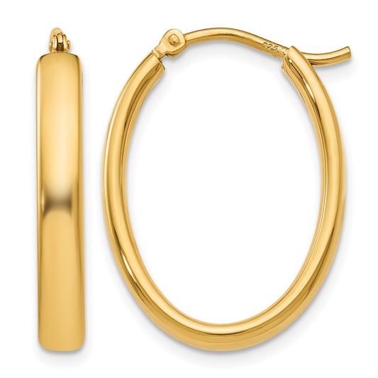 Ss/Gold Plated Sterling Silver Gold-Plated Polished Oval Hoop Earrings