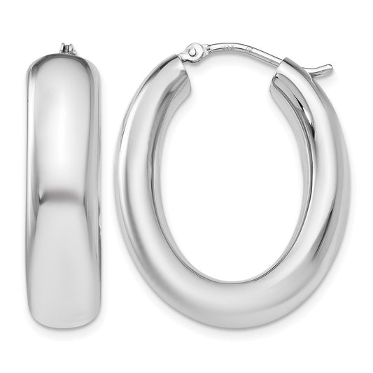 Sterling Silver Polished Oval Hoop Earrings