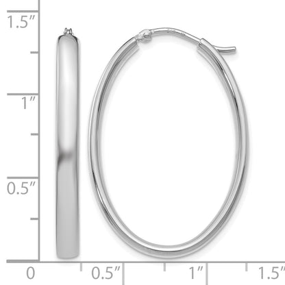 Sterling Silver Polished Oval Hoop Earrings