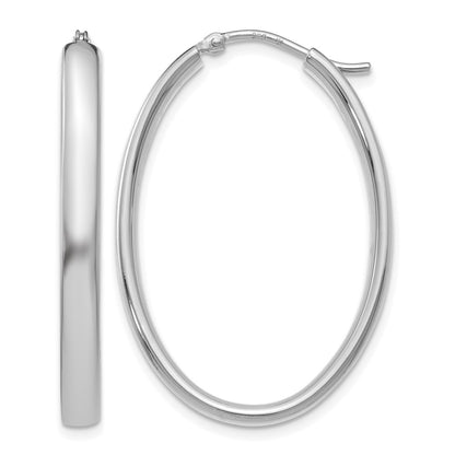 Sterling Silver Polished Oval Hoop Earrings
