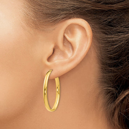 Ss/Gold Plated Sterling Silver Gold-Plated Polished Oval Hoop Earrings