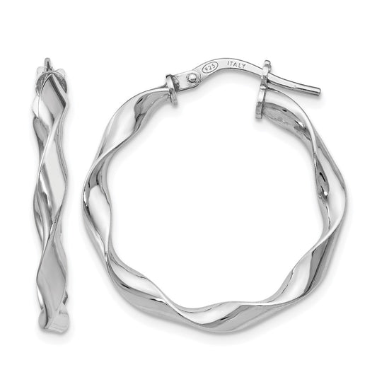 Sterling Silver Polished Twisted Hoop Earrings