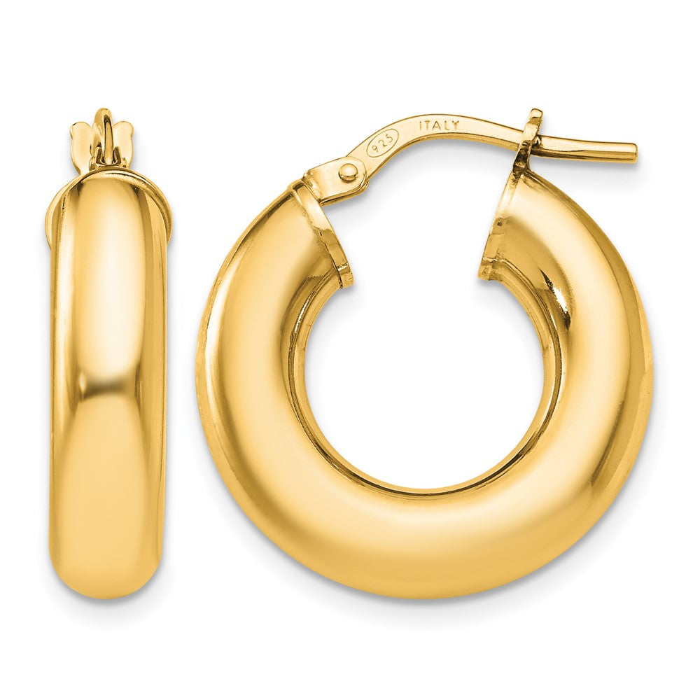 Sterling Silver Gold Tone Polished Hoop Earrings