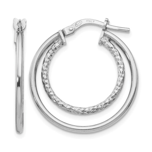 Sterling Silver Polished D/C Hoop Earrings