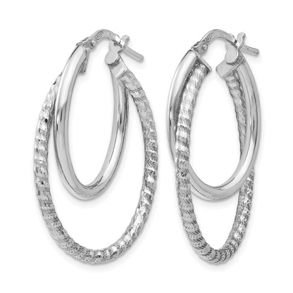 Sterling Silver Polished D/C Oval Hoop Earrings