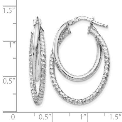 Sterling Silver Polished D/C Oval Hoop Earrings