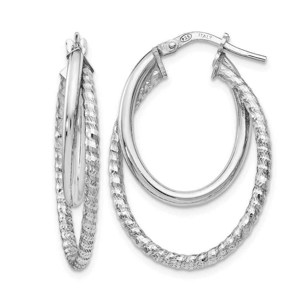 Sterling Silver Polished D/C Oval Hoop Earrings